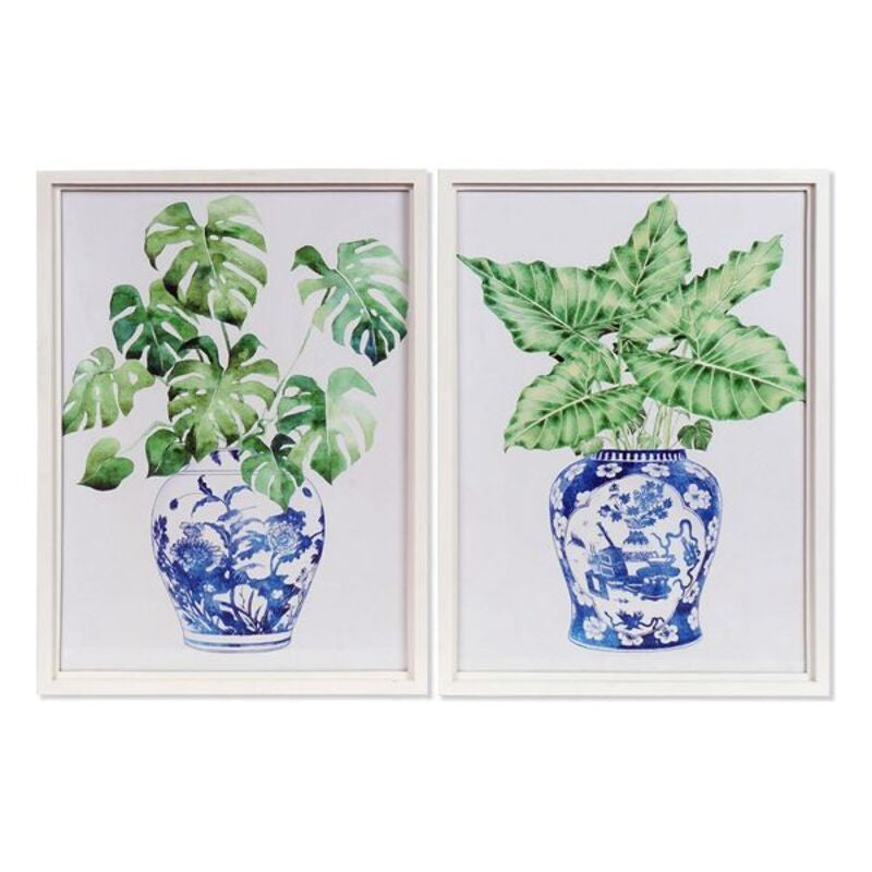 Pintura DKD Home Decor Madeira Cristal Madeira MDF Vaso (2 pcs)