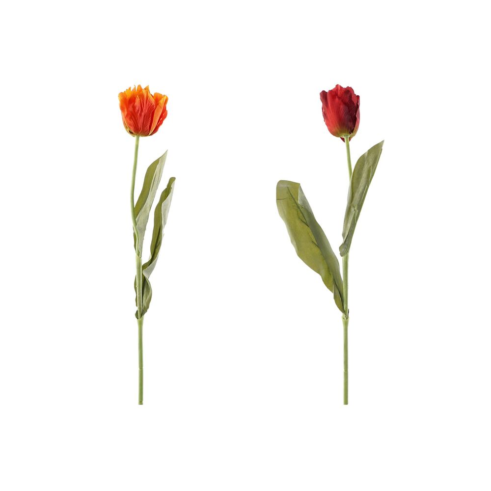 Flor Decorativa DKD Home Decor Vermelho Laranja Poliéster Polietileno Ferro (2 pcs)