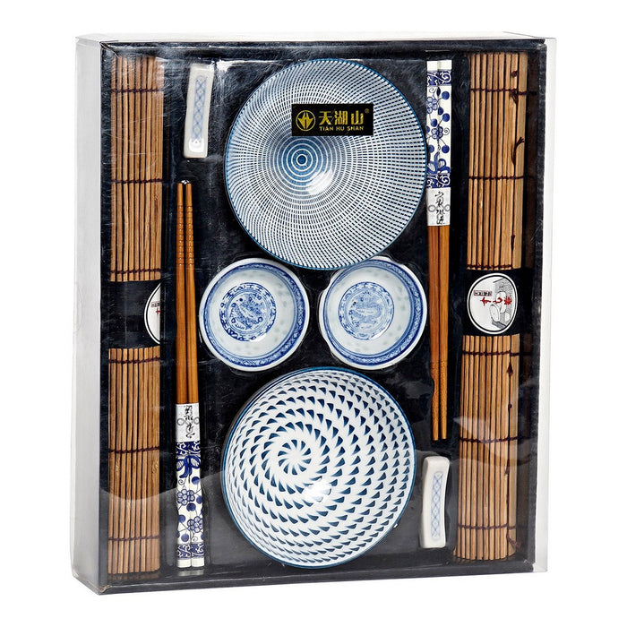 Conjunto de sushi DKD Home Decor Bambu Porcelana (10 pcs)