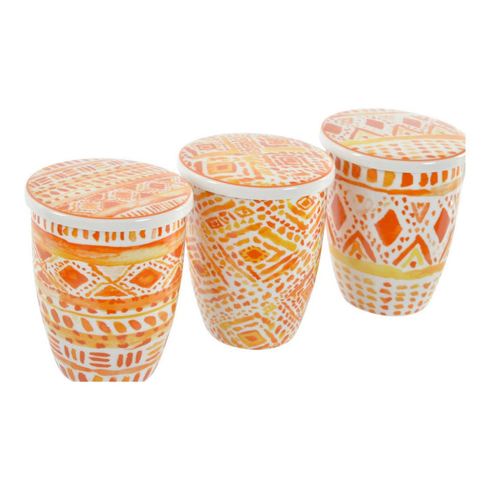 Chávena com Filtro para Infusões DKD Home Decor Laranja Aço inoxidável Porcelana (380 ml) (3 pcs)