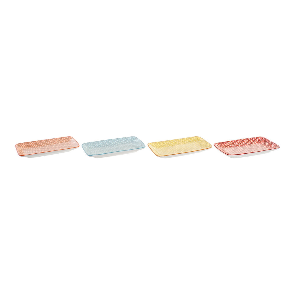 bandeja de aperitivos DKD Home Decor Porcelana (3 pcs) (23 x 12 x 5 cm)