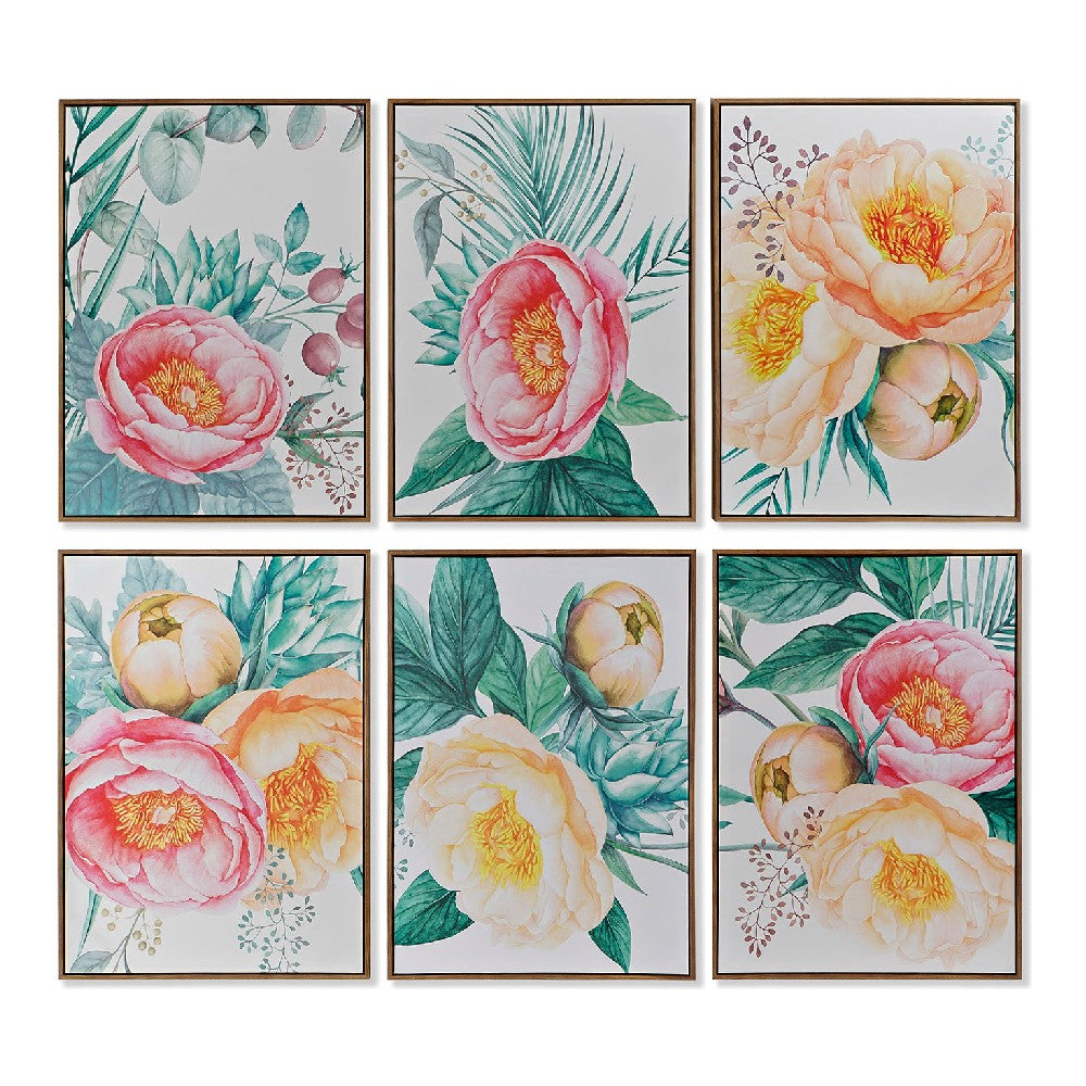 Pintura DKD Home Decor Painted Flowers (52 x 3.5 x 72 cm)