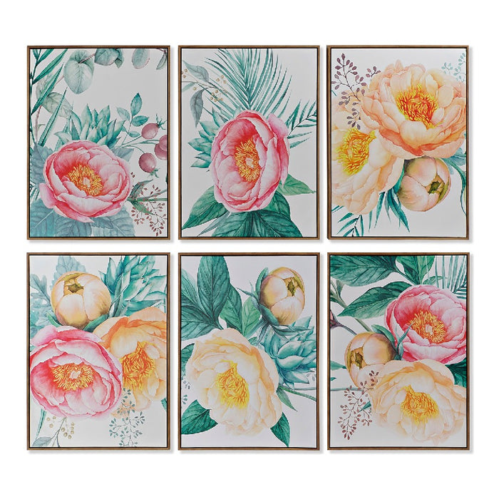 Pintura DKD Home Decor Painted Flowers (52 x 3.5 x 72 cm)