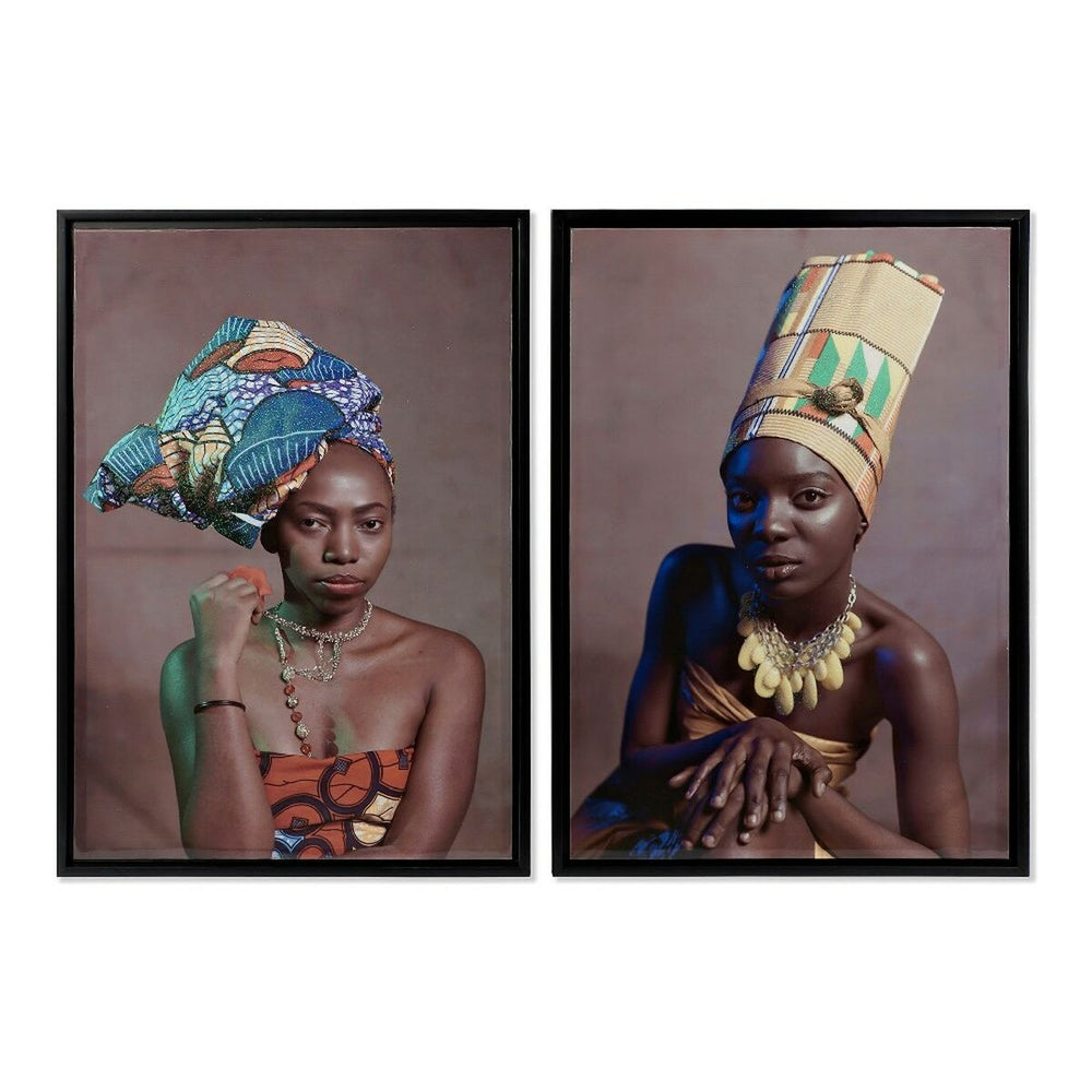 Pintura DKD Home Decor African Art Colonial Africana (65 x 3,5 x 90 cm) (2 Unidades)