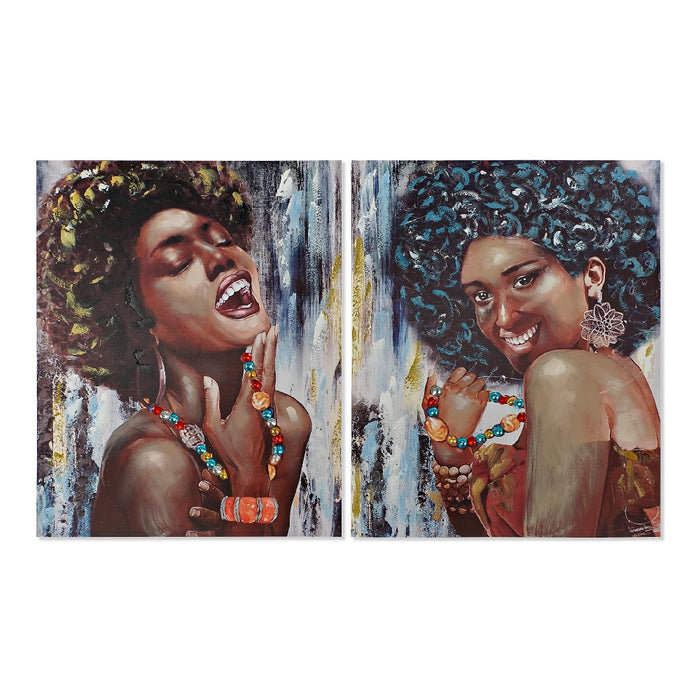 Pintura DKD Home Decor African Woman (80 x 2.8 x 100 cm)