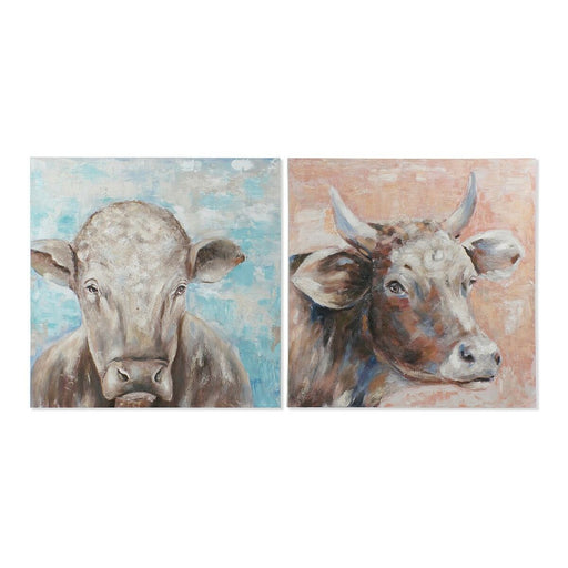 Pintura DKD Home Decor Caw Vaca (100 x 3,5 x 100 cm) (2 Unidades)