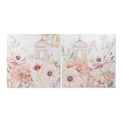 Pintura DKD Home Decor Basic Flowers (100 x 3 x 100 cm)