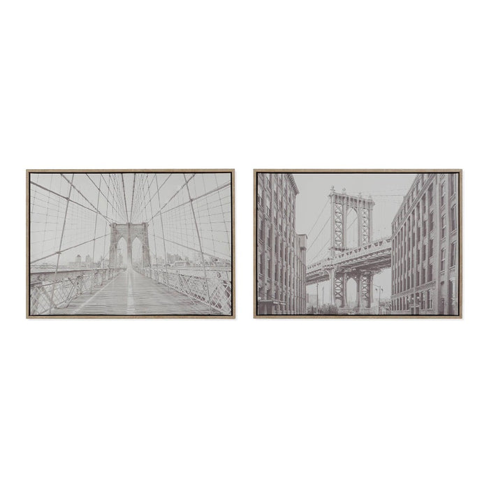 Pintura DKD Home Decor Bridge New York (2 pcs) (50 x 4.3 x 70 cm)