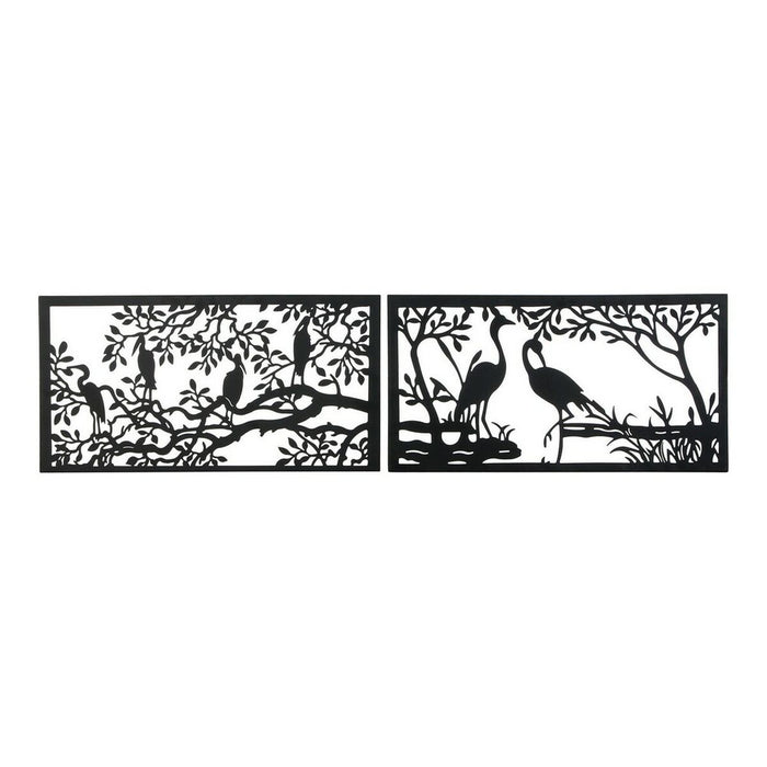 Figura Decorativa DKD Home Decor Pássaros Metal (2 pcs) (96 x 1 x 50 cm)