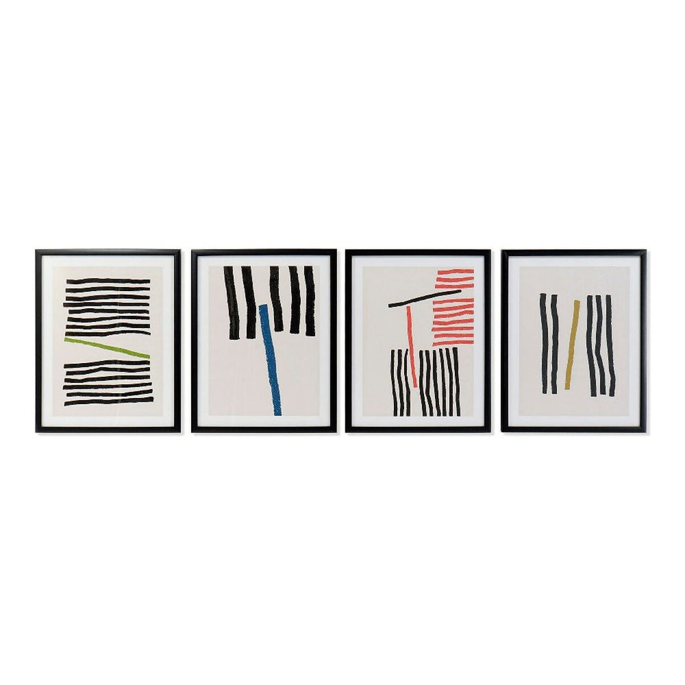 Pintura DKD Home Decor Lines Abstrato Moderno (35 x 3 x 45 cm) (4 Unidades)