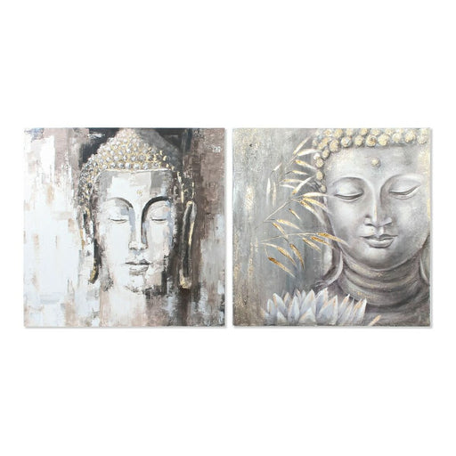 Pintura DKD Home Decor Buda Buda Oriental (100 x 3,8 x 100 cm) (2 Unidades)