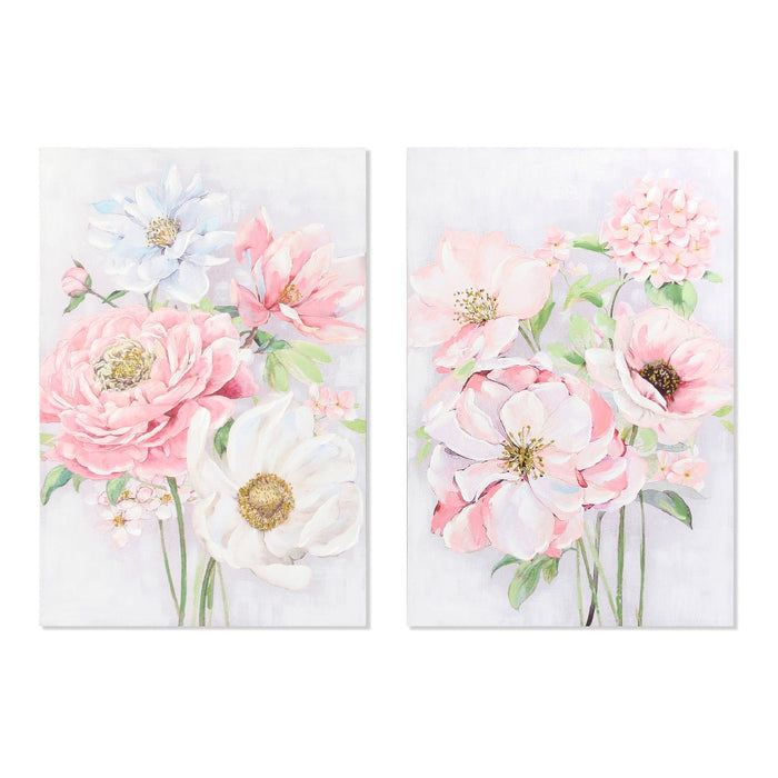 Pintura DKD Home Decor Flowers (80 x 3 x 120 cm)