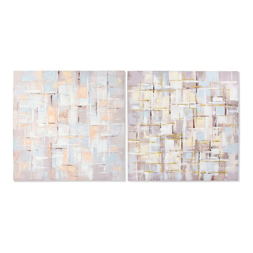 Pintura DKD Home Decor Squares Tela Abstrato Moderno (100 x 3 x 100 cm) (2 Unidades)