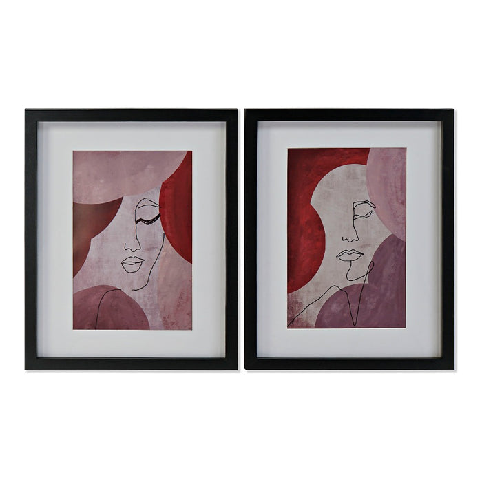 Pintura DKD Home Decor Face Abstrato (2 pcs) (35 x 2 x 45 cm)