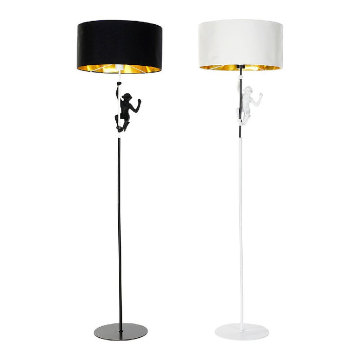 Luminária de chão DKD Home Decor Branco Preto Poliéster Metal Resina Dourado Macaco (2 pcs) (44 x 44 x 166 cm)