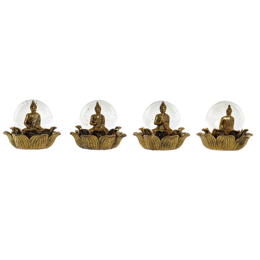 Figura Decorativa DKD Home Decor Resina Cristal Buda (4 pcs) (9.5 x 9.5 x 8.5 cm)