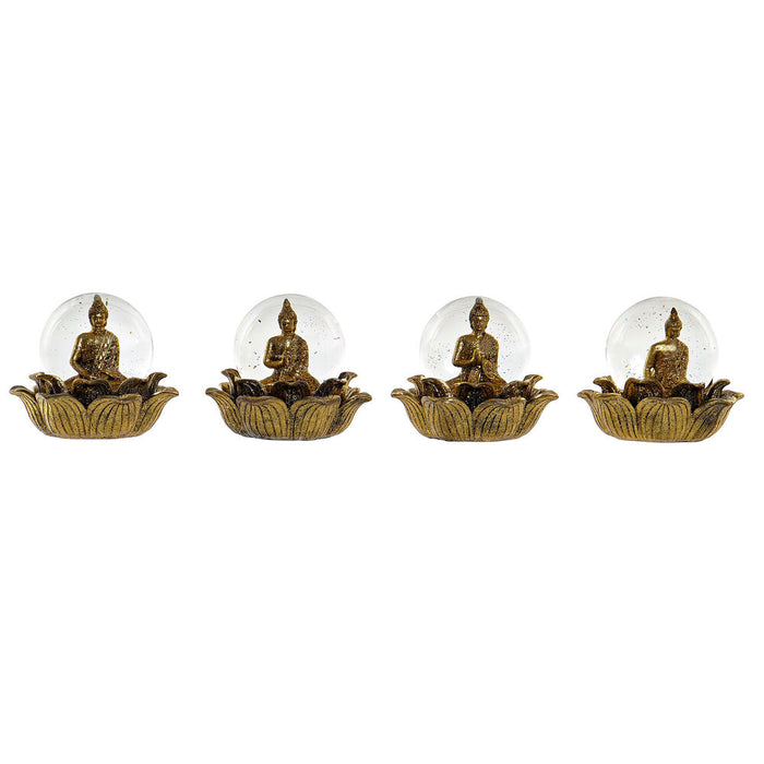 Figura Decorativa DKD Home Decor Resina Cristal Buda (4 pcs) (9.5 x 9.5 x 8.5 cm)