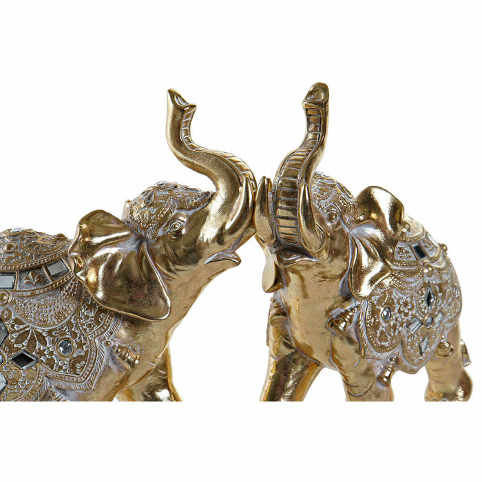 Figura Decorativa DKD Home Decor Resina Colonial Espelho Elefante (2 pcs)