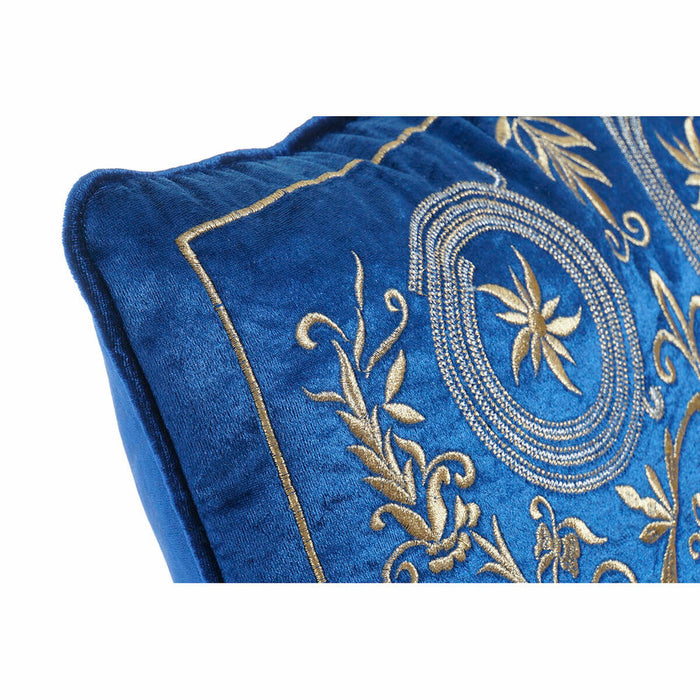 Almofada DKD Home Decor 8424001850341 Azul Dourado Poliéster Veludo Alumínio (45 x 10 x 45 cm)