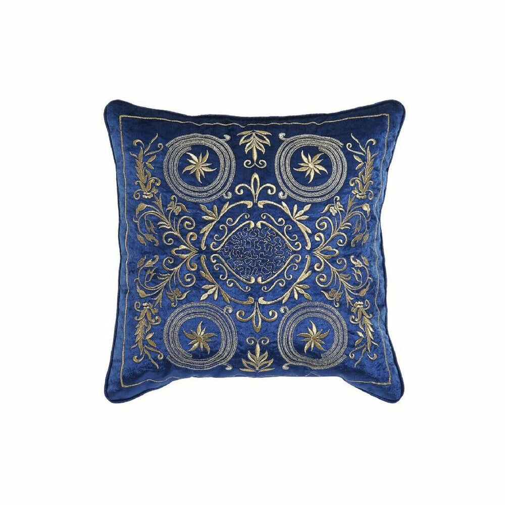 Almofada DKD Home Decor 8424001850341 Azul Dourado Poliéster Veludo Alumínio (45 x 10 x 45 cm)