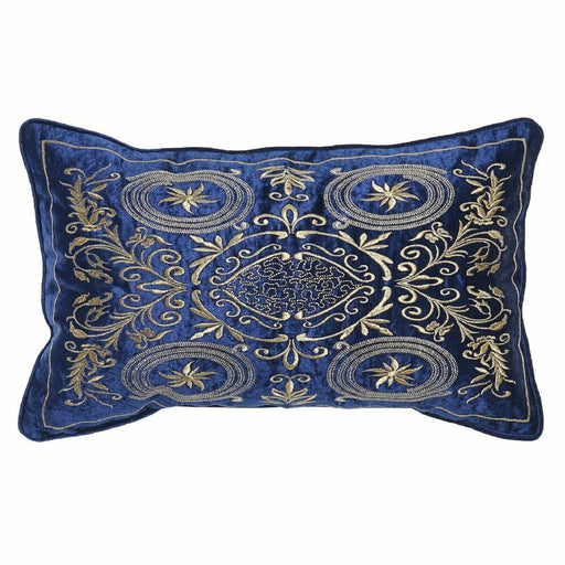 Almofada DKD Home Decor 8424001850358 Dourado Poliéster Veludo Alumínio Azul Marinho (50 x 10 x 30 cm)