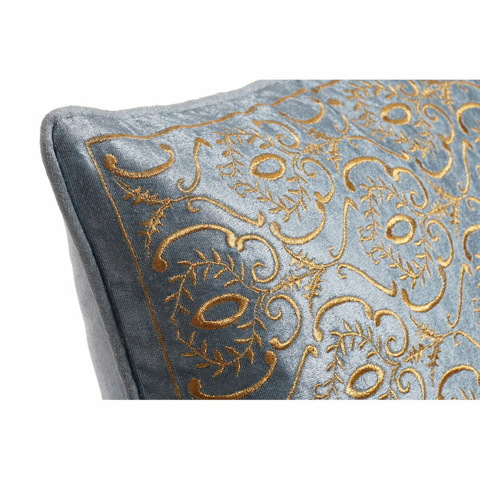 Almofada DKD Home Decor 8424001850389 Azul Dourado Poliéster Veludo Alumínio (45 x 10 x 45 cm)