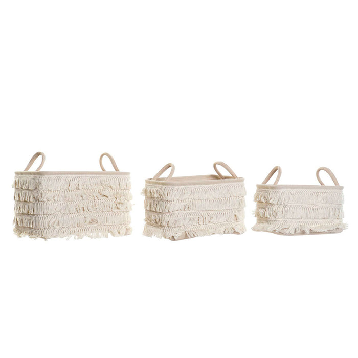 Conjunto de Cestas DKD Home Decor Algodão Linho Boho (3 pcs)