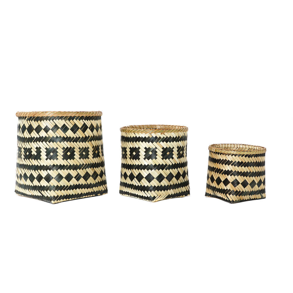 Conjunto de Cestas DKD Home Decor Bambu Bali (3 pcs)