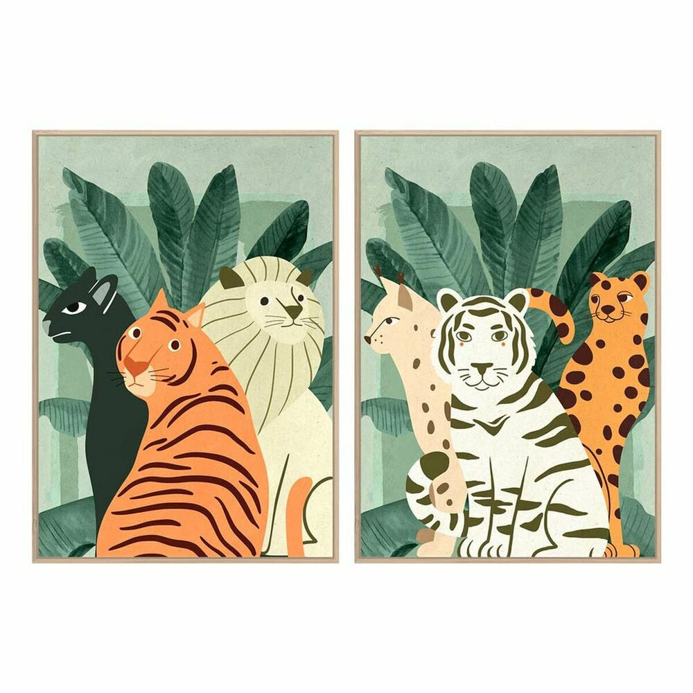 Pintura DKD Home Decor Tropical animais (83 x 4,5 x 123 cm) (2 Unidades)