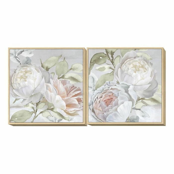 Pintura DKD Home Decor Bloemen (80 x 4 x 80 cm) (2 pcs)