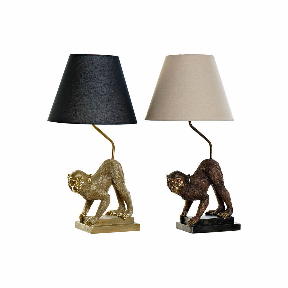 Lâmpada de mesa DKD Home Decor Preto Bege Dourado Metal Resina Macaco (32.5 x 30 x 60 cm) (2 pcs)