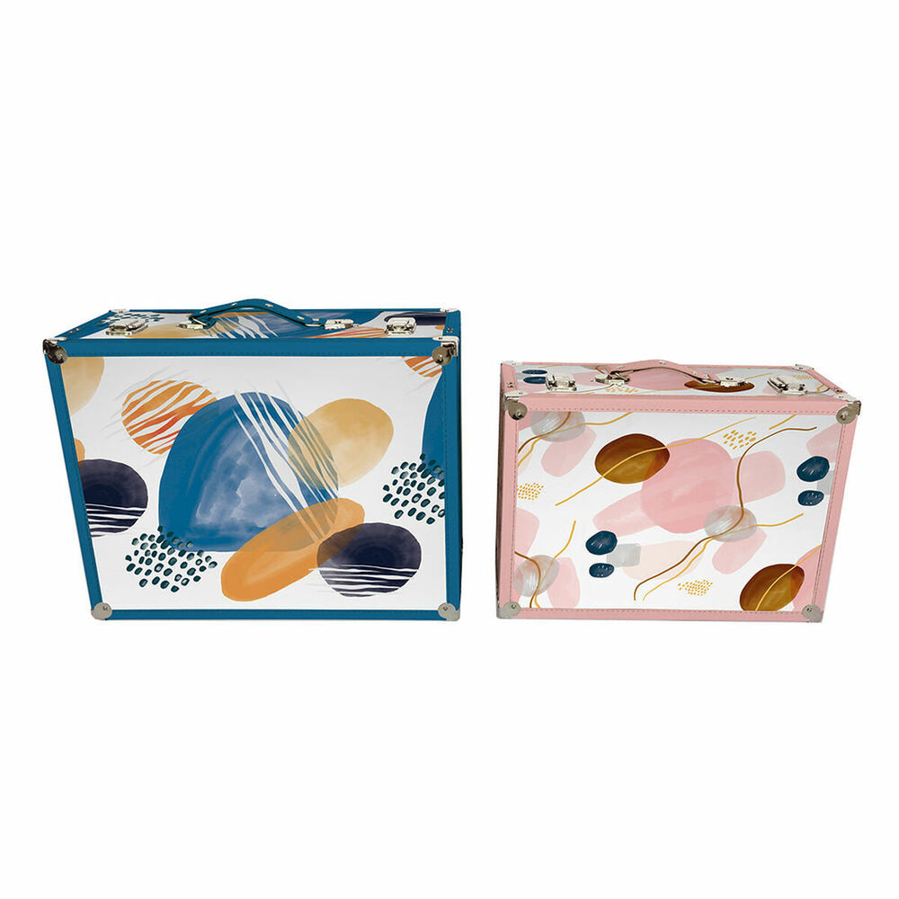 Jogo de Caixas Decorativas DKD Home Decor Abstrato Madeira Poliéster (43 x 19 x 34 cm) (2 pcs)