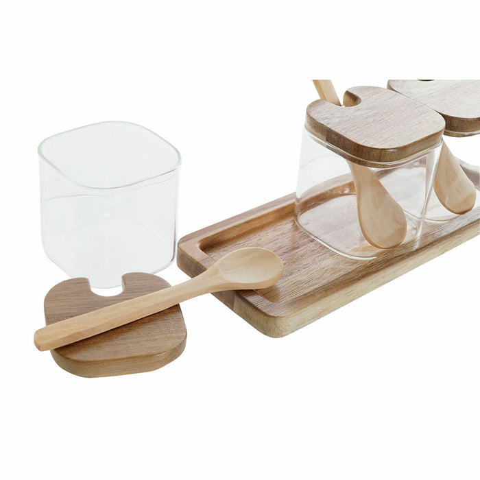 Conjunto de 3 Potes DKD Home Decor Bambu Vidro de Borosilicato (20.5 x 8 x 1.5 cm) (3 pcs) (150 ml)