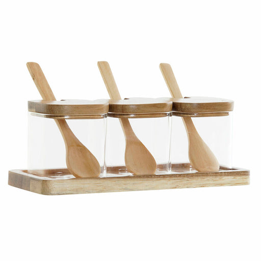 Conjunto de 3 Potes DKD Home Decor Bambu Vidro de Borosilicato (20.5 x 8 x 1.5 cm) (3 pcs) (150 ml)