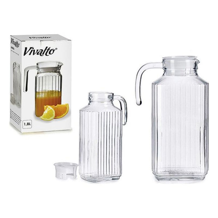 Jarro de Vidro Transparente Vivalto Com tampa Vidro Plástico (1,8L) (1800 ml) (1,8 L)