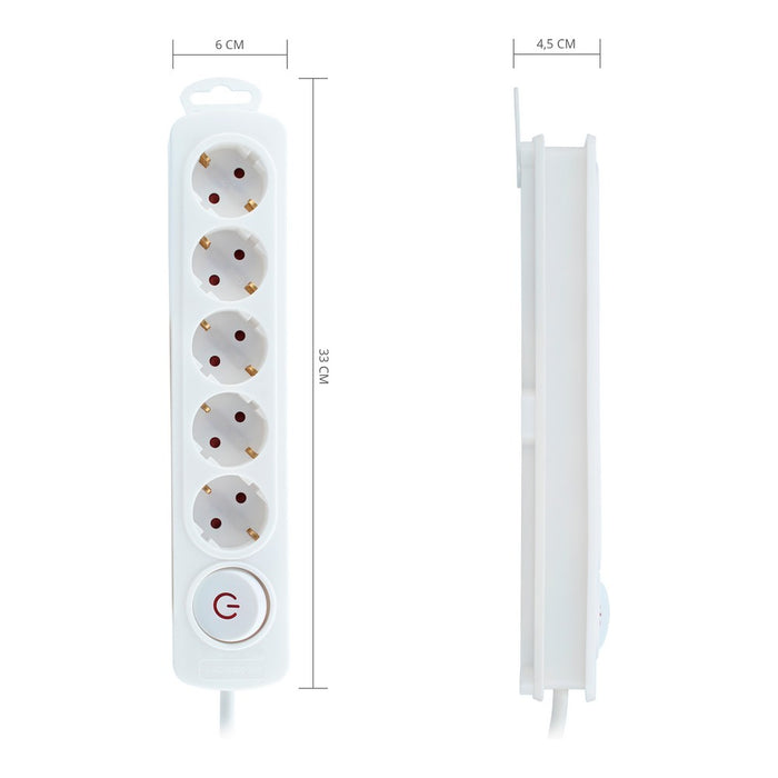 Extensão com 5 Tomadas com Interruptor TM Electron 250 V