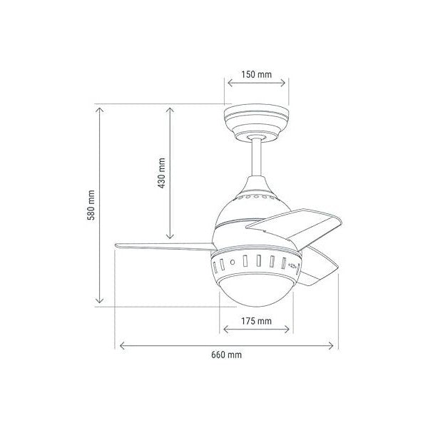 Ventilador de Teto com Luz Techbrey Modern 40W A+ 7W 490 Lm (Branco Neutro 4000K - 4500K)