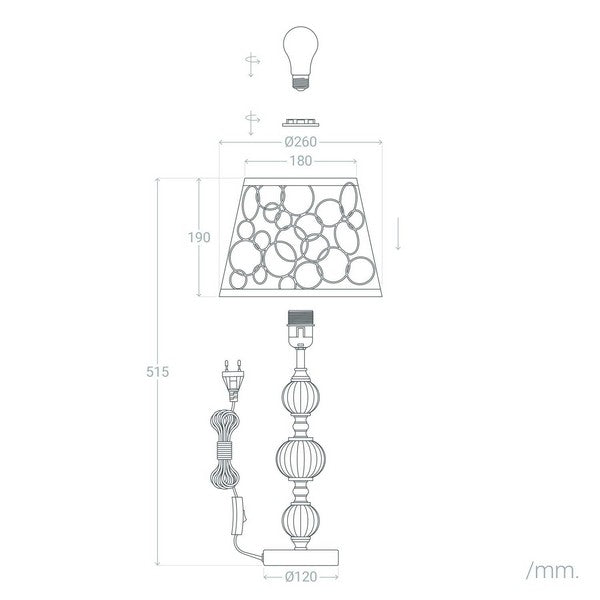 Lâmpada de Mesa Ledkia Hattrem Prata Alumínio E27 60 W (515x260 mm)