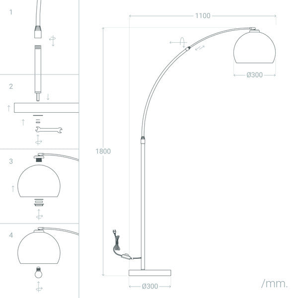 Luminária de chão Ledkia Gebogen PVC Alumínio 40 W (1800x300x1100 mm)