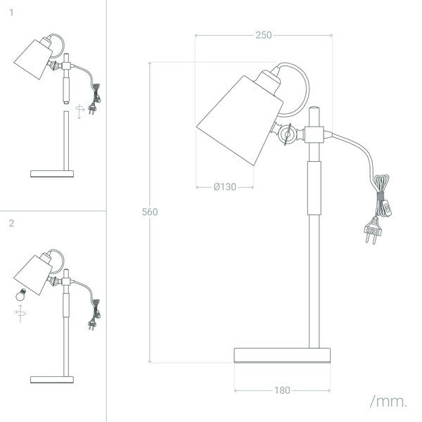 Lâmpada de Mesa Ledkia Luxo Madeira Alumínio E27 (560x180x250 mm)