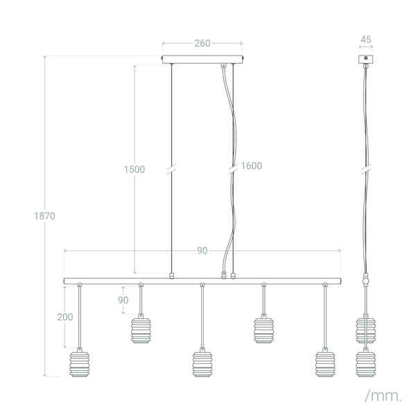 Candeeiro de teto Ledkia Rugat 5 60 W