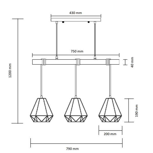 Candeeiro de teto Ledkia Sardo 3 40W