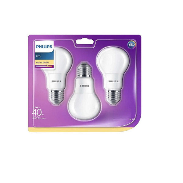 Lâmpada LED Philips P45 3 uds A+ 5,5 W 470 lm (Branco quente 2700K)