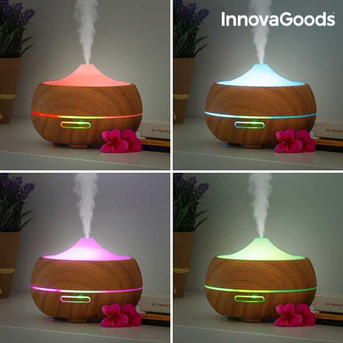 Humidificador Difusor de Aromas com LED Multicores Wooden-Effect InnovaGoods